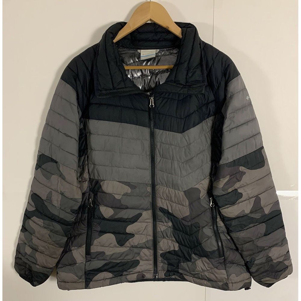 Columbia Women's Omni Heat Jacket Women's XL Camo Colorblock Mock Neck READ
